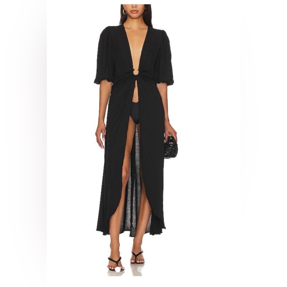 X REVOLVE COWEN LONG KIMONO DRESS IN BLACK size S